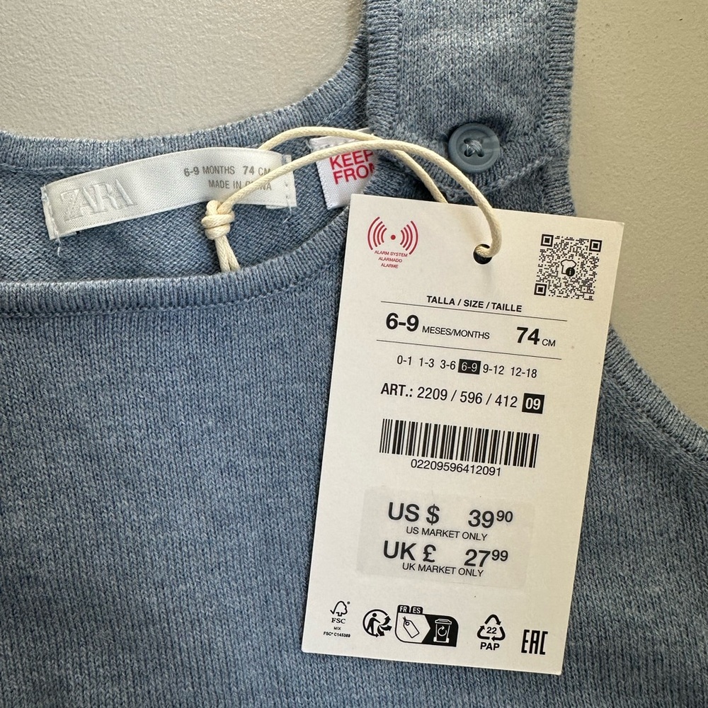 Zara Baby Blue Knit Overalls - Picture 2 of 6